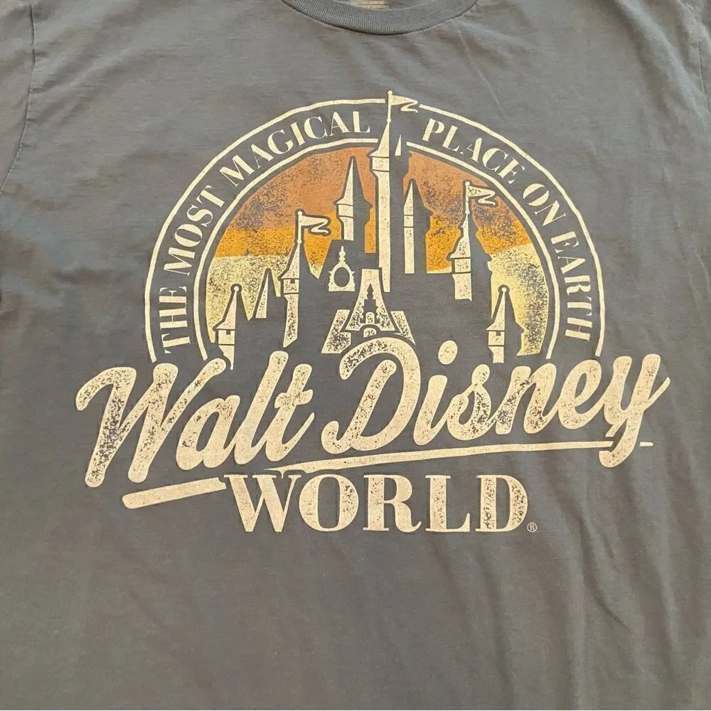 Walt Disney World Cinderella Castle blue short sleeve tee shirt - Picture 2 of 3